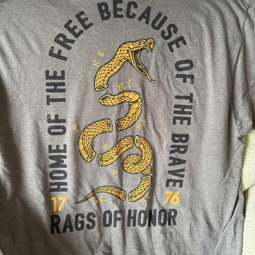 Rags of Honor 1776 Join or Die Snake Graphic T Shirt Men's 2XL Gray